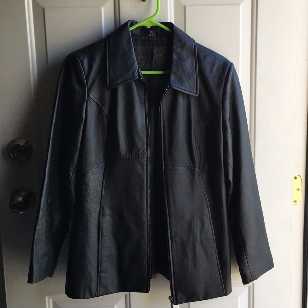 Black leather women’s coat
